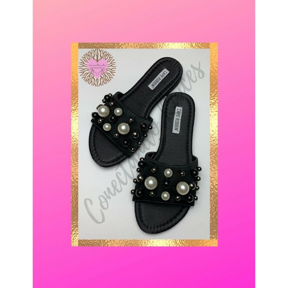 Cape Robbin Embellished Pearl Slide Sandal
